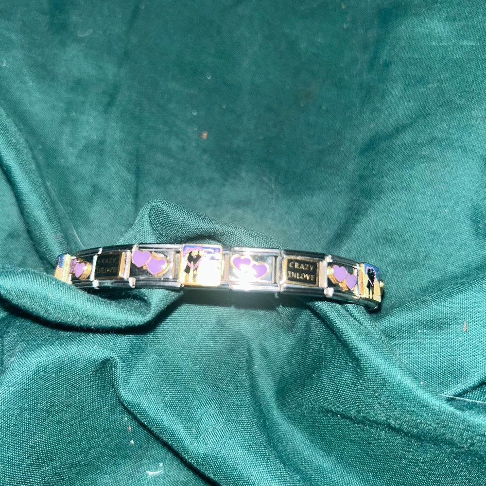 Black and Purple Heart Charm Bracelet. “Crazy in love”